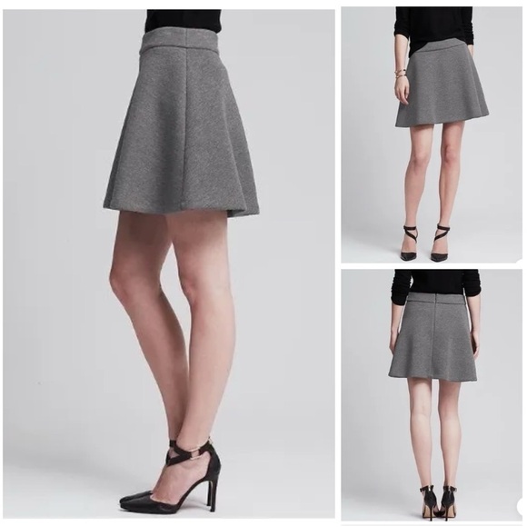 Banana Republic Charcoal Gray Double Face Circle Skater Skirt - Picture 1 of 12